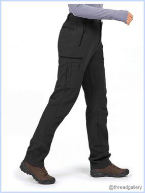 Wespornow Fleece Lined Water Resistant Windproof Hiking Pants